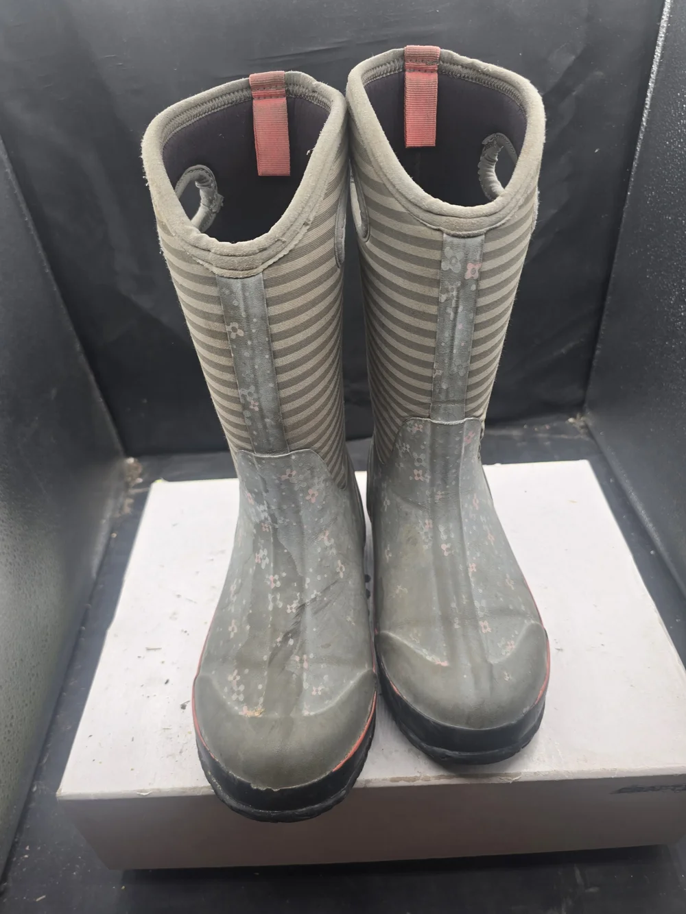 Bogs Kids Green Striped Rain & Snow Boots